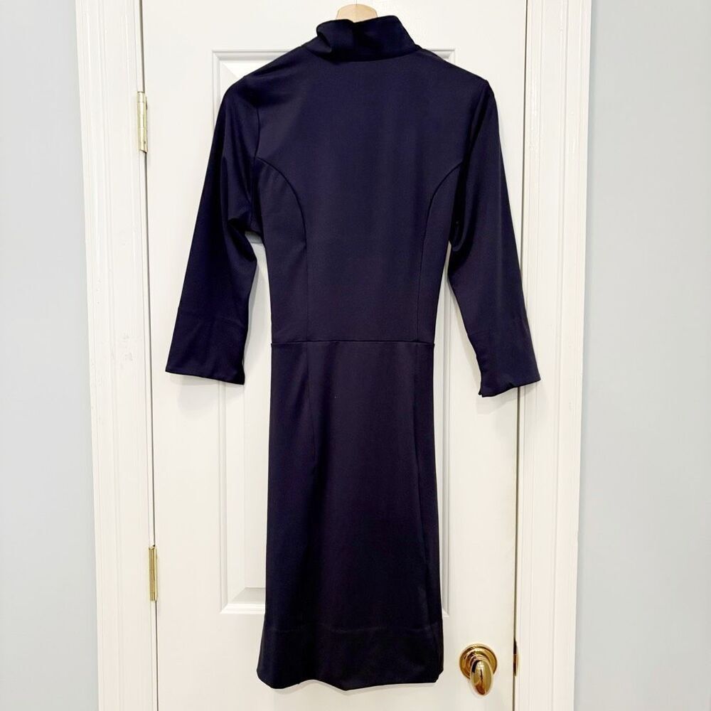 Gretchen Scott Navy Blue Tie Dress Stretch Size M Packable Travel - Picture 3 of 7